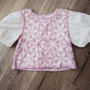 Elegant Pink Floral Lace Blouse